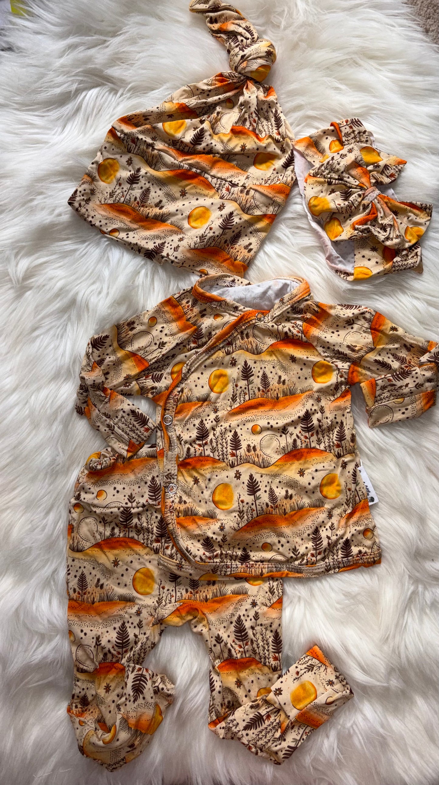 Unreleased Print Newborn Kimono 4Piece Set