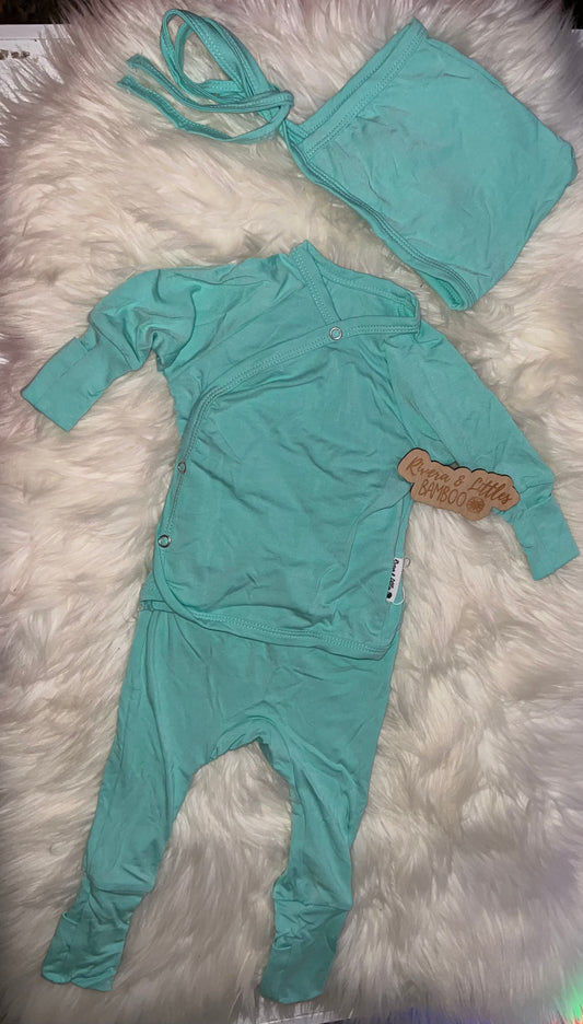 Solid Aqua NB Kimono Set