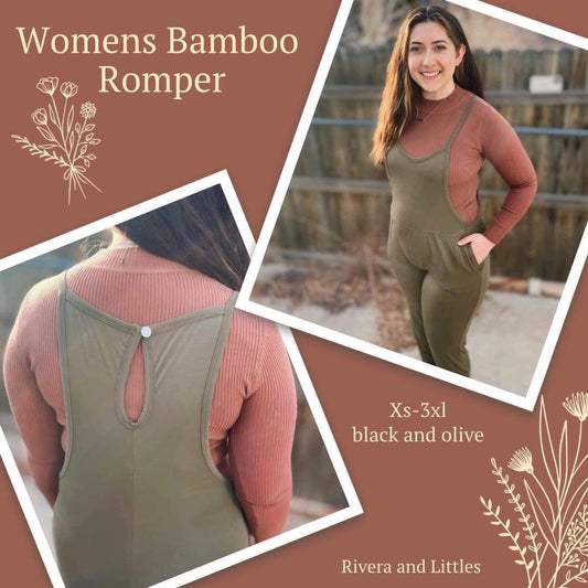 Women's Bamboo Rompers - Ribbed Solids