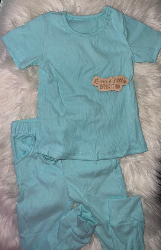 Caribbean Ribbed Solid Short Sleeve Jogger Set 3t