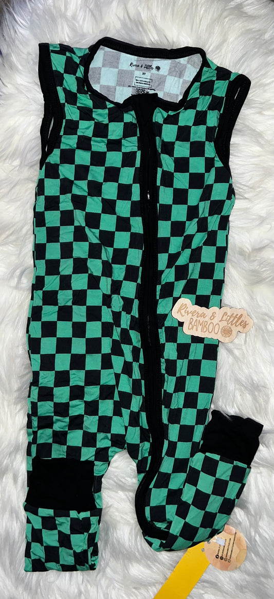 Checkered Tank Zip Romper