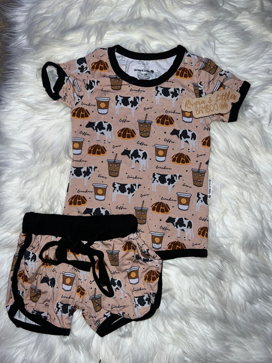 Cows Coffee Conchas Track Short Set 6/12