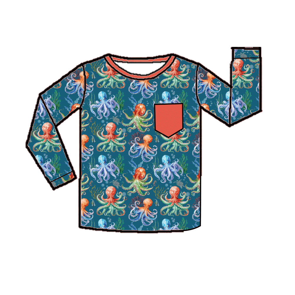 Crewneck Pocket Tee Long Sleeve - All Ocean Collections
