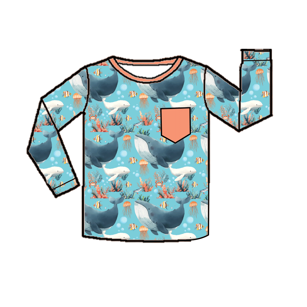 Crewneck Pocket Tee Long Sleeve - All Ocean Collections