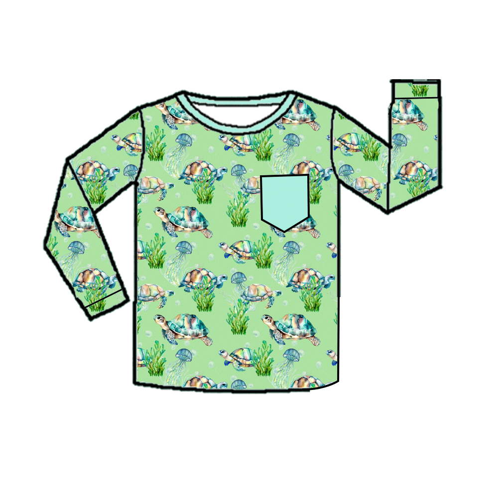 Crewneck Pocket Tee Long Sleeve - All Ocean Collections