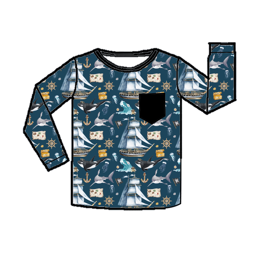 Crewneck Pocket Tee Long Sleeve - All Ocean Collections