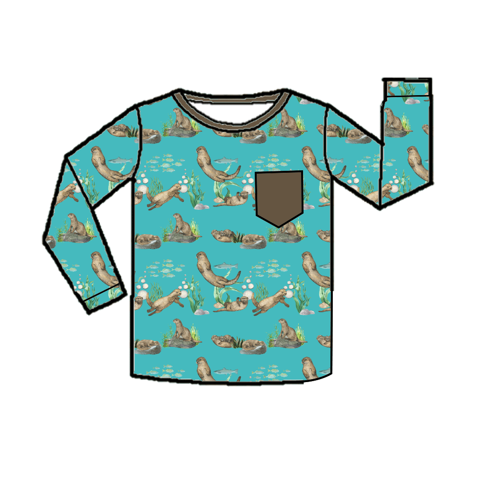 Crewneck Pocket Tee Long Sleeve - All Ocean Collections